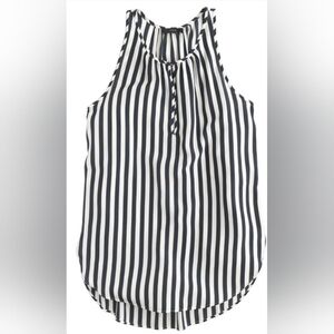 J. Crew Carousel Button Vertical Stripe Sillk Tank Blouse Navy or Black White